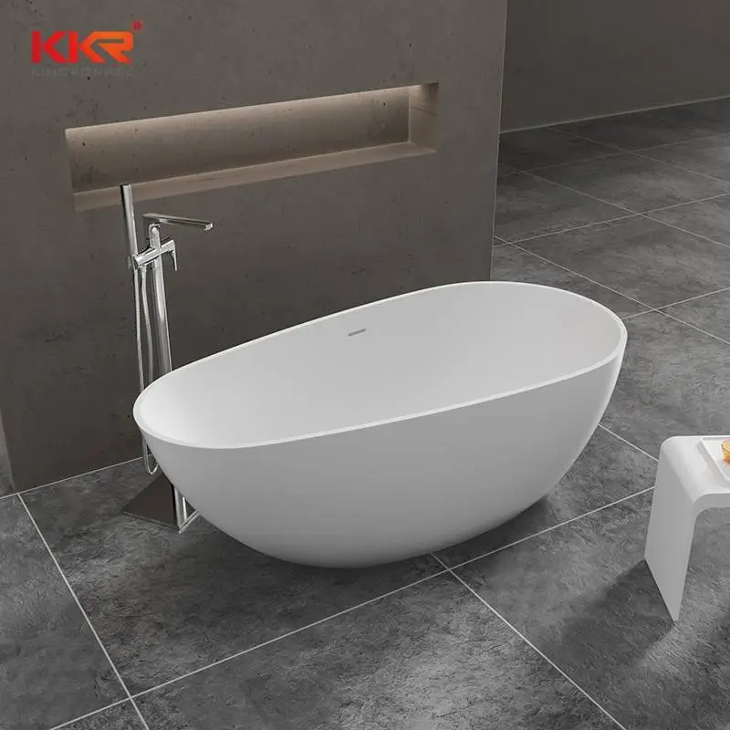 Baignoire à surface solide mate blanche de forme ovale Ellipse KKR-B001 1