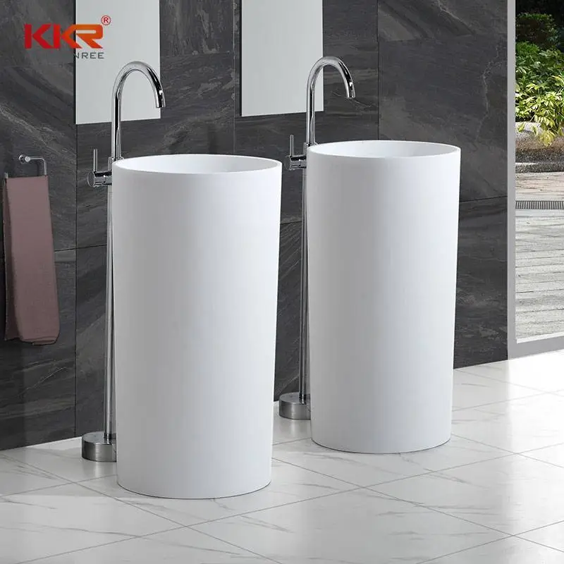 450mm Diameter Acrylic Resin Stone Artificial Marble Solid Surface Freestanding Basin KKR-1381 1