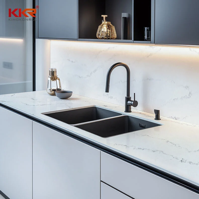 Factory Direct Supply Acrylic Solid Surface Kitchen Countertop With Integral Sink KKR-M8894 1