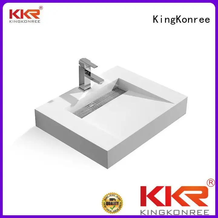 KingKonree Brand bath surface white wall mounted bathroom basin 1