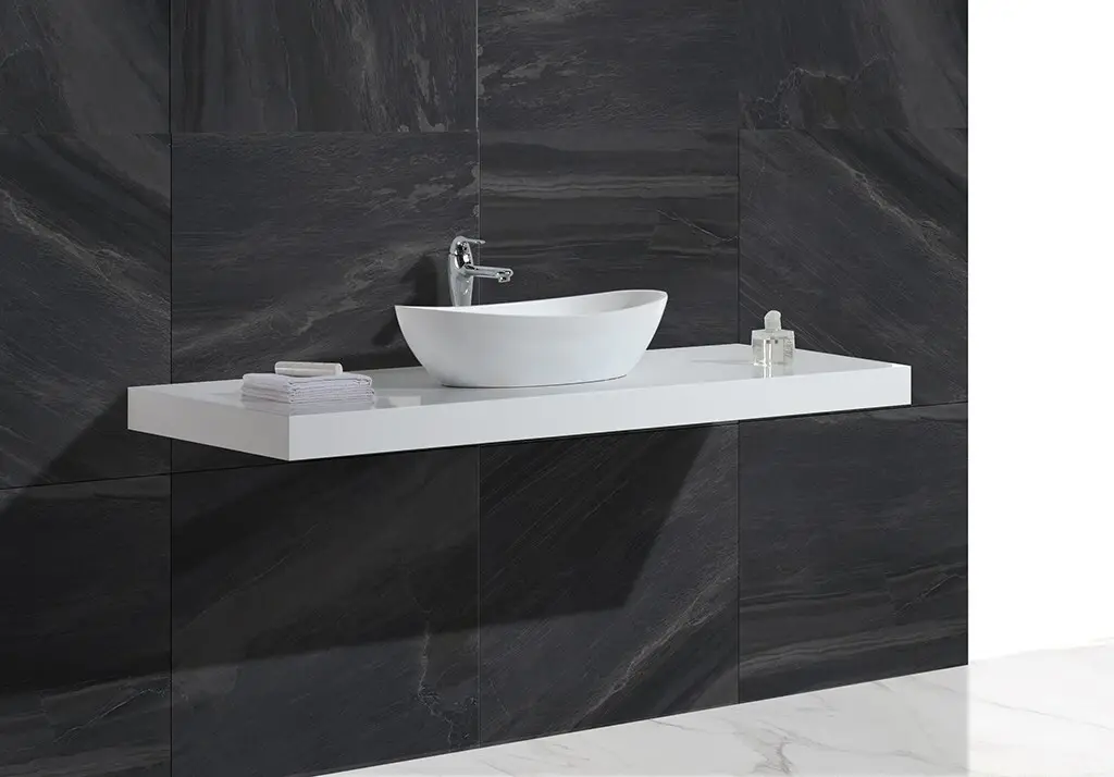 white artificial countertop above counter basins ware KingKonree Brand 2