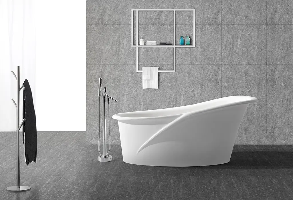 standing small afrtificial ellipse Solid Surface Freestanding Bathtub KingKonree Brand 2