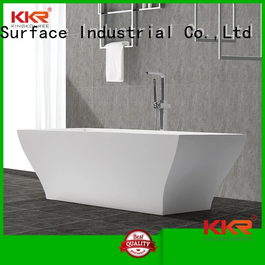 floor round standing KingKonree Brand Solid Surface Freestanding Bathtub manufacture 1