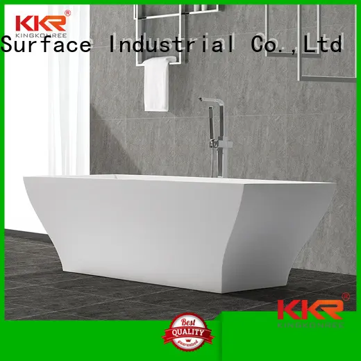 floor round standing KingKonree Brand Solid Surface Freestanding Bathtub manufacture 1
