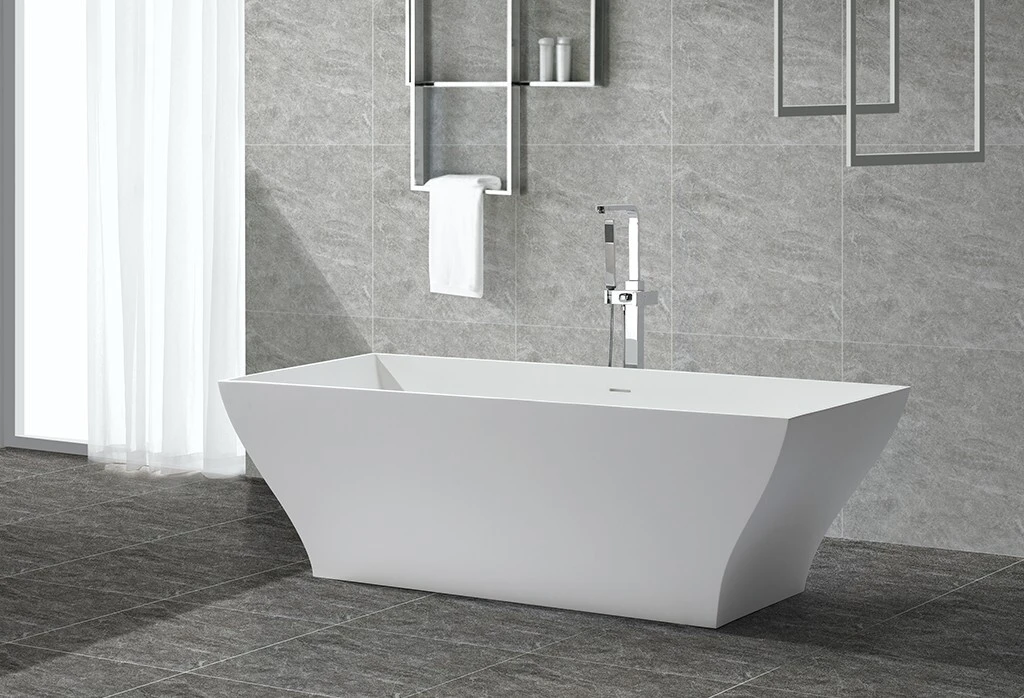 floor round standing KingKonree Brand Solid Surface Freestanding Bathtub manufacture 2