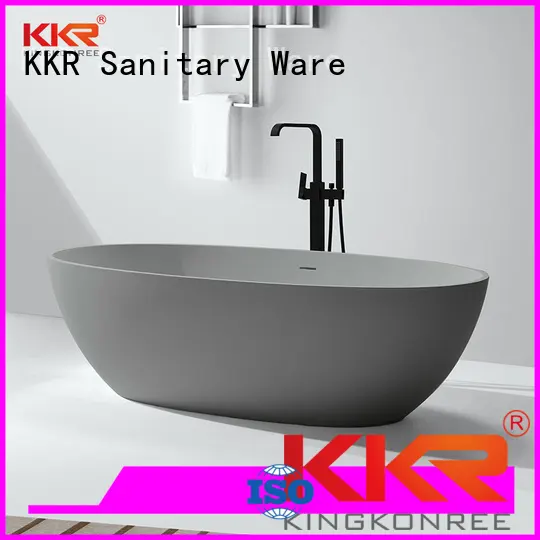 Solid Surface Freestanding Bathtub white b008 KingKonree Brand solid surface bathtub 1