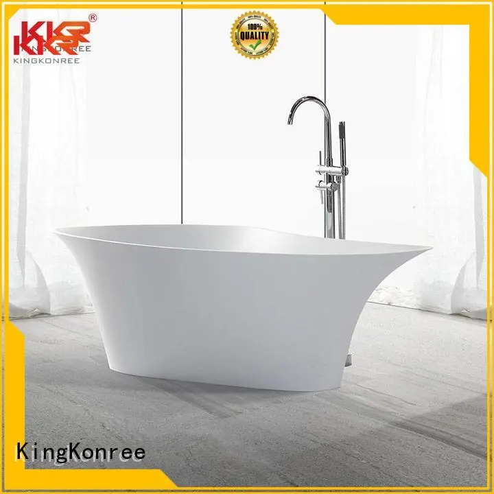 freestand white solid surface bathtub stone KingKonree company 1