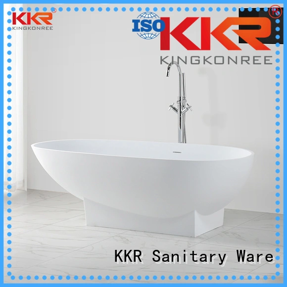 length modern KingKonree Brand Solid Surface Freestanding Bathtub factory 1