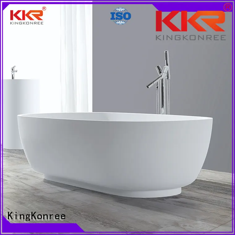 white against length Solid Surface Freestanding Bathtub KingKonree Brand 1
