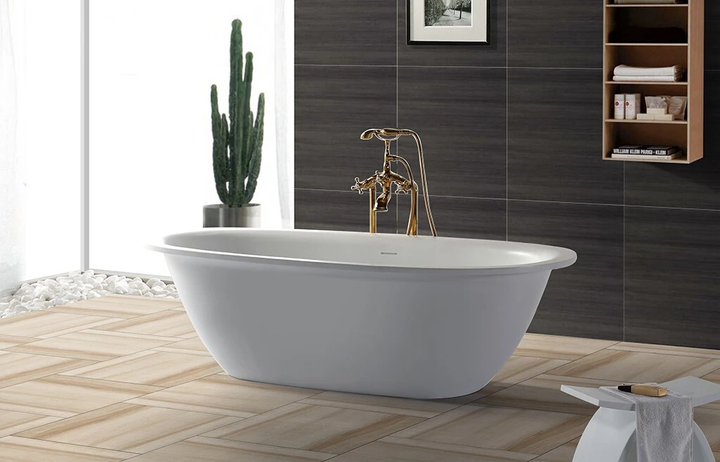 Custom stone solid surface bathtub stone resin soaking tub KingKonree 2