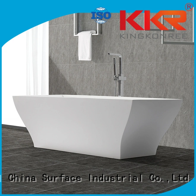 highend size white Solid Surface Freestanding Bathtub KingKonree manufacture 1