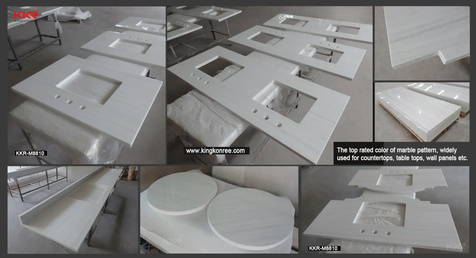 Kingkonree Smooth Vertical Culture Marble White Shower Wall Panel Shower Surround Tubs KKR-CMW10 3