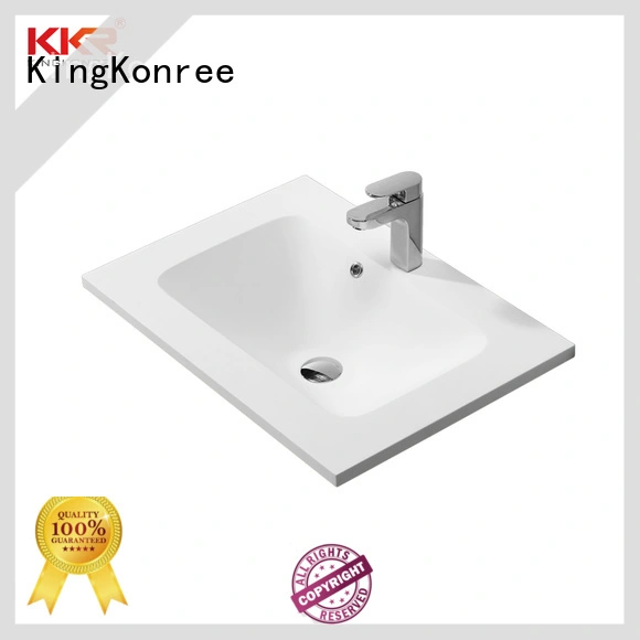 KingKonree solid surface acrylic wash basin cabinet design for hotel 1