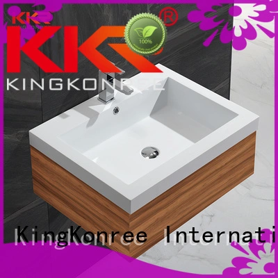 KingKonree smooth countertop basin and cabinet dark for hotel 1