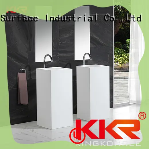 pan shape freestanding pedestal basin factory price for bathroom KingKonree 1
