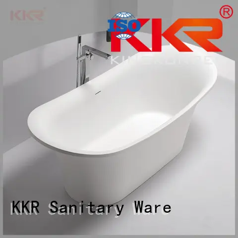 Elegant White Acrylic Solid Surface Freestanding Soaking Bathtub KKR-B082 1