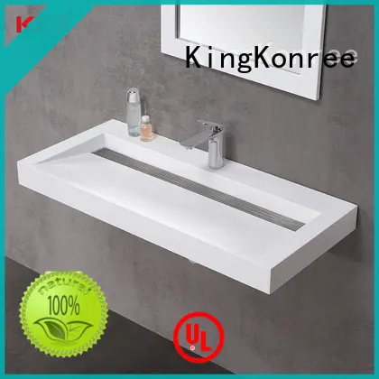 Luxury Design High-end White Acrylic Stone Solid Surface Wall Hung Basin KKR-1263-1 1