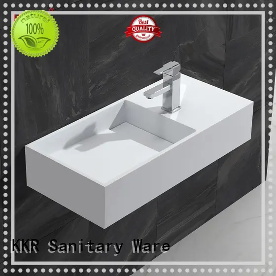 High Quality Gel-coat Stone Resin Solid Surface Wall Hang Basin KKR-1364 1