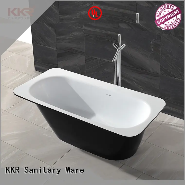 Black outside and white inside resin stone solid surface free standing bathtub KKR-B024 1