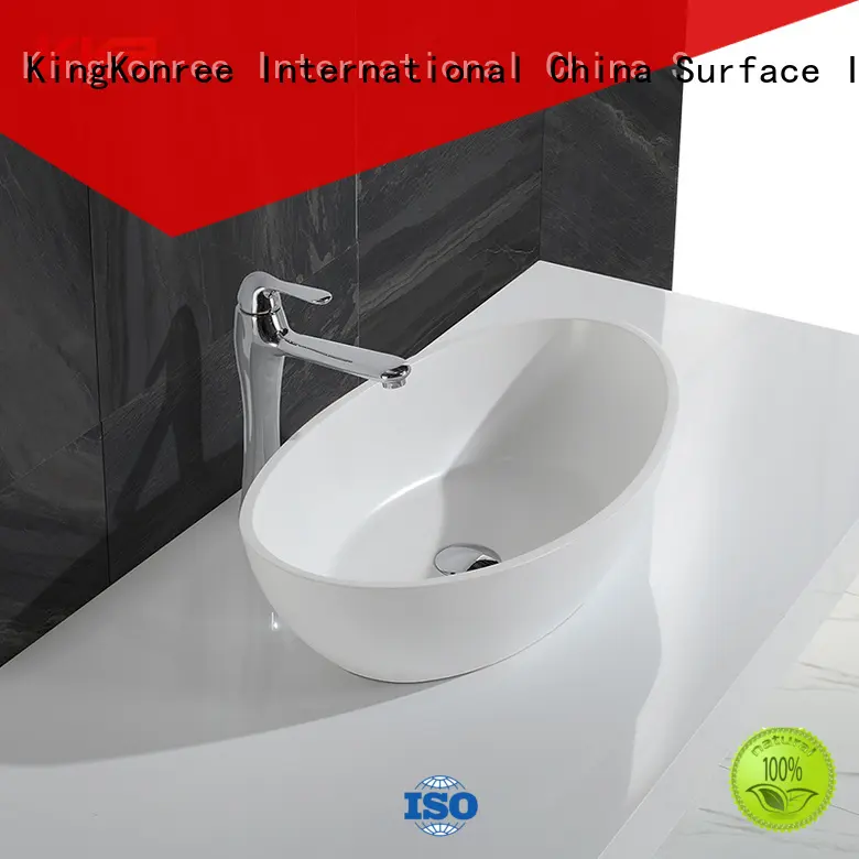 White Marble Acrylic Solid Surface Above Counter Vessel Sink KKR-1307 1