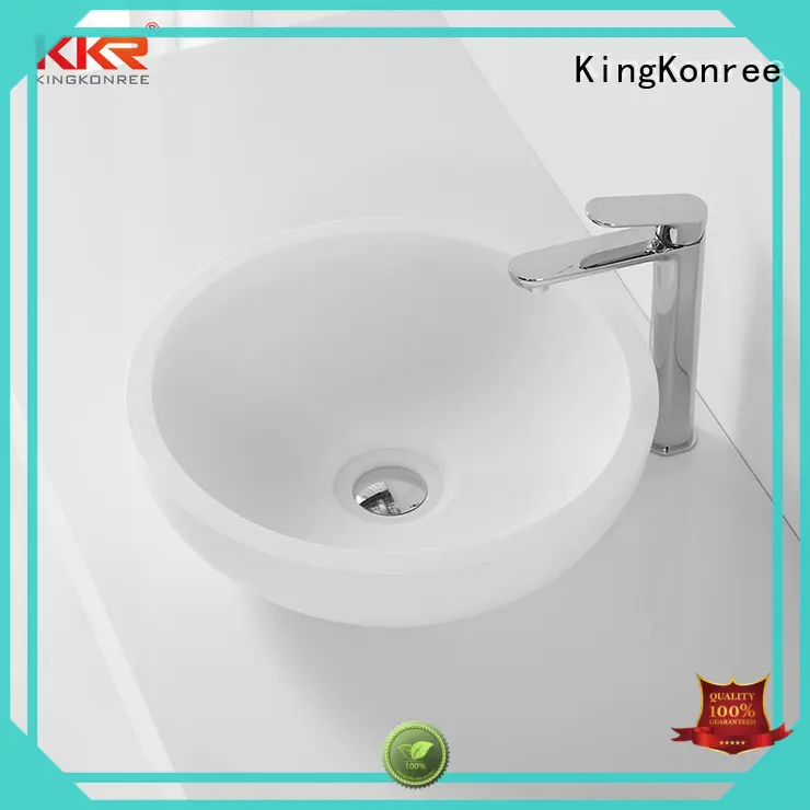 White Solid Surface Small Round Wash Basin KKR-1306 1