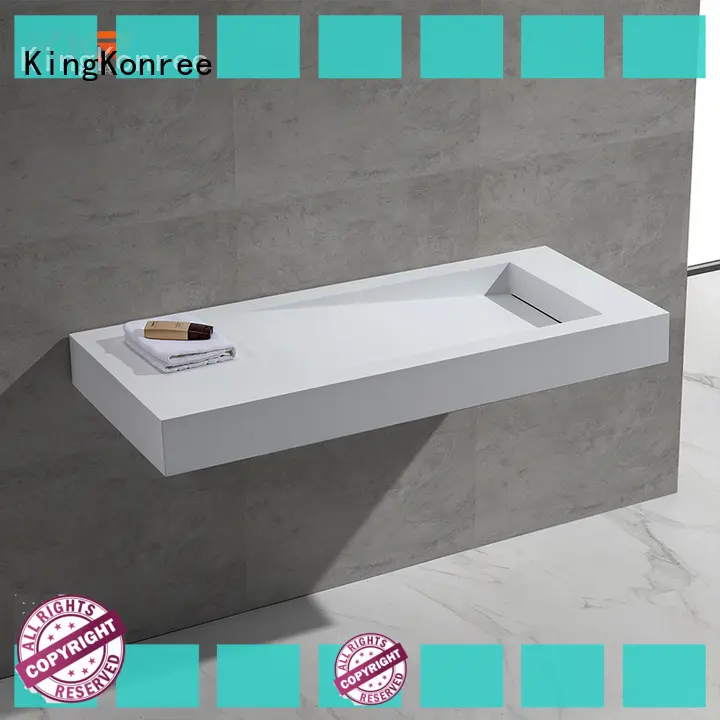 White Marble Acrylic Resin Stone Solid Surface Wall Mounted Wash Basin KKR-1374 1
