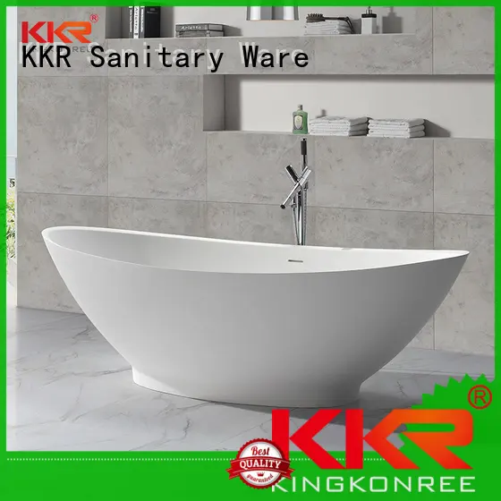 Big Size White Polymarble Acrylic Solid Surface Freestanding Bathtub KKR-B051 1