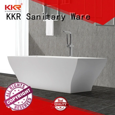 Rectangle Unique Design Polymarble Acrylic Solid Surface Freestanding Soaking Bathtub KKR-B052 1