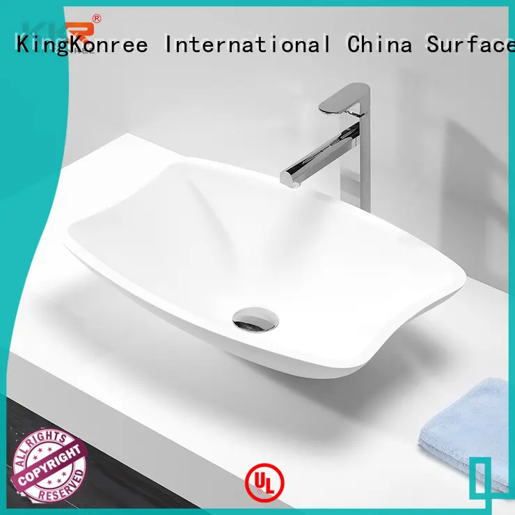White Polymarble Solid Surface Acrylic Resin Stone Above Counter Basin KKR-1511 1