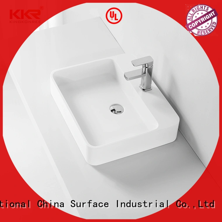 Acrylic Stone Solid Surface Rectangular Above Counter Wash Basin KKR-1370 1