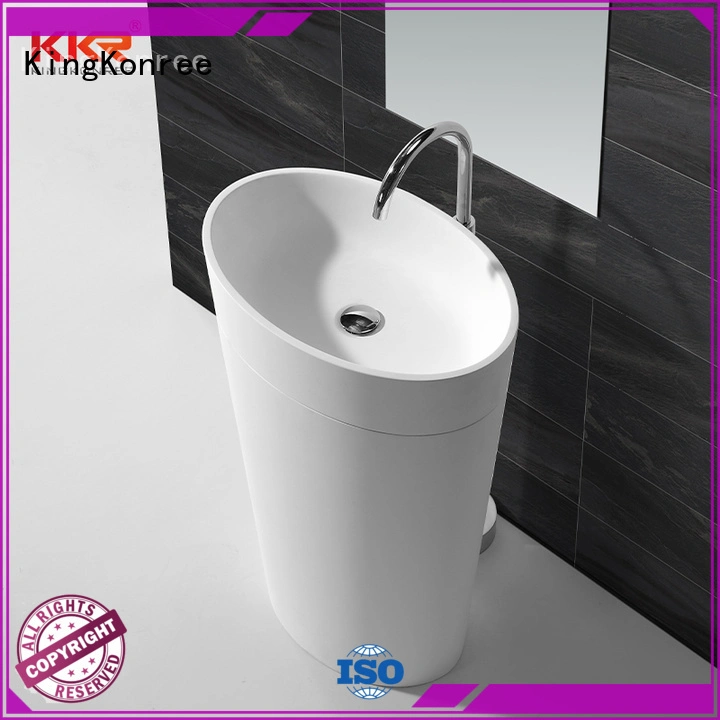 KingKonree pan shape freestanding pedestal sink factory price for motel 1