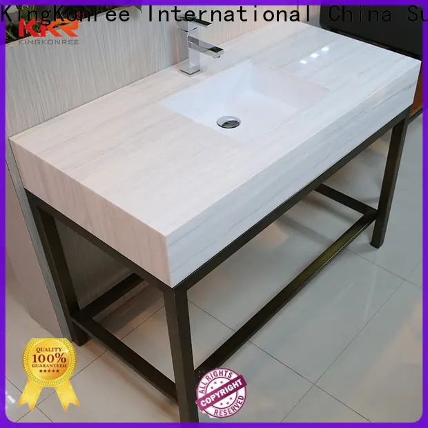 KingKonree splash solid surface bathroom countertops under-mount for motel 1