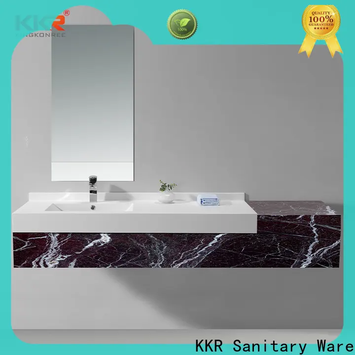 KingKonree solid surface wash basin with cabinet online customized for motel 1