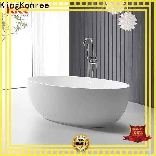 KingKonree white solid surface freestanding tub at discount for family decoration 1