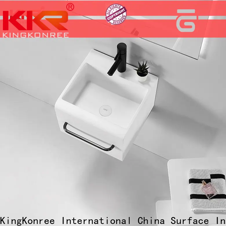KingKonree stone resin wall hung basin design for home 1