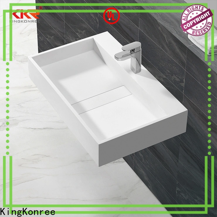 KingKonree 600mm stone resin wall hung basin for wholesale for shower room 1