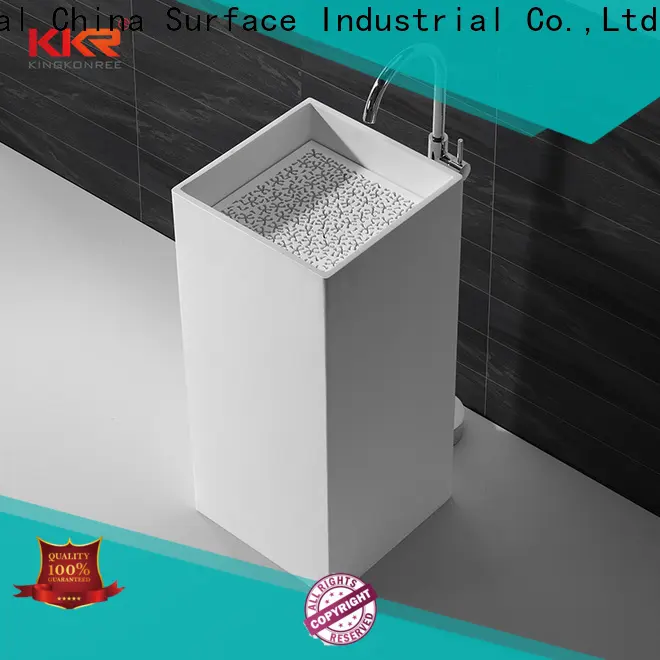 KingKonree marble freestanding pedestal sink design for hotel 1