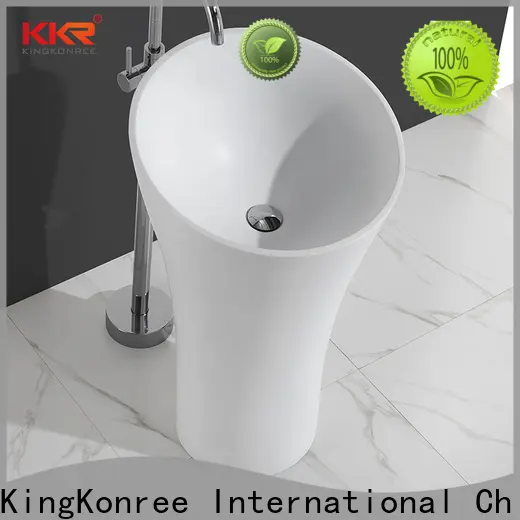 pan shape pedestal sink customized for hotel 1