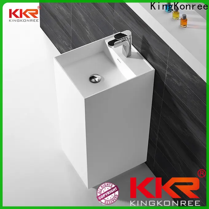 KingKonree resin stand alone bathroom sink customized for motel 1