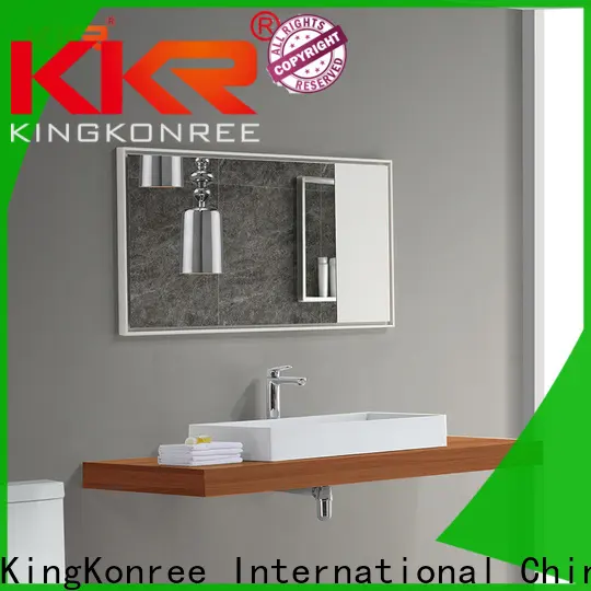 Solid Surface Frame Marble Stone Color Bathroom Led Mirror KKR-1570 1
