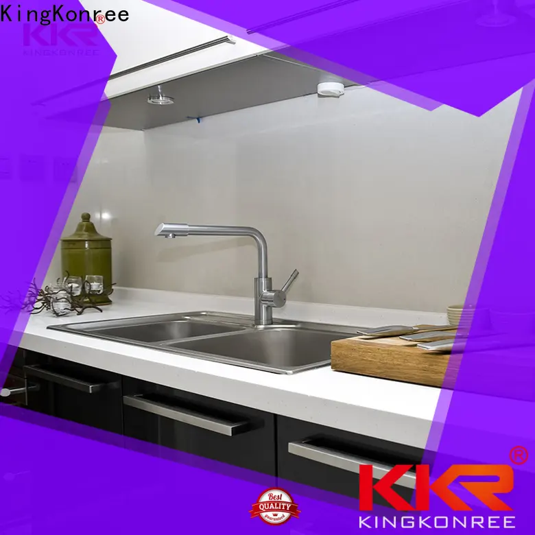 KingKonree elegant white quartz solid laminate worktop factory price for restaurant 1