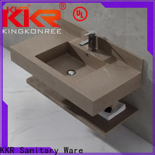 Coffee Brown Chips Color Acrylic Solid Surface Wall Mount Wash Basin KKR-1377 1