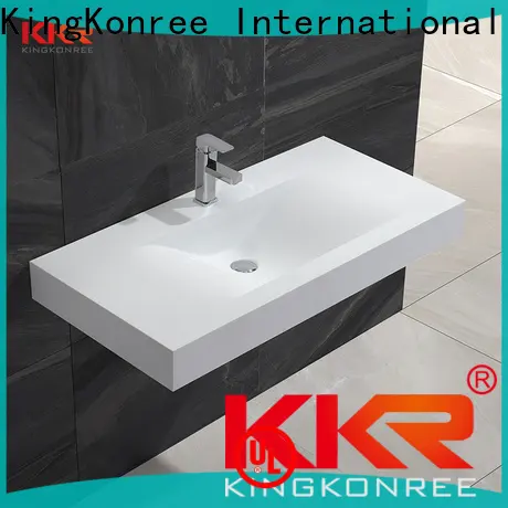 1000mm Length White Marble Artificial Stone Solid Surface Wall Hung Basin KKR-1376 1