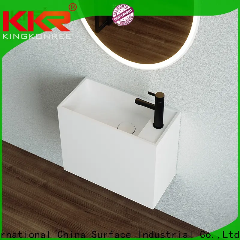 KingKonree stone resin wall hung basin sink for home 1