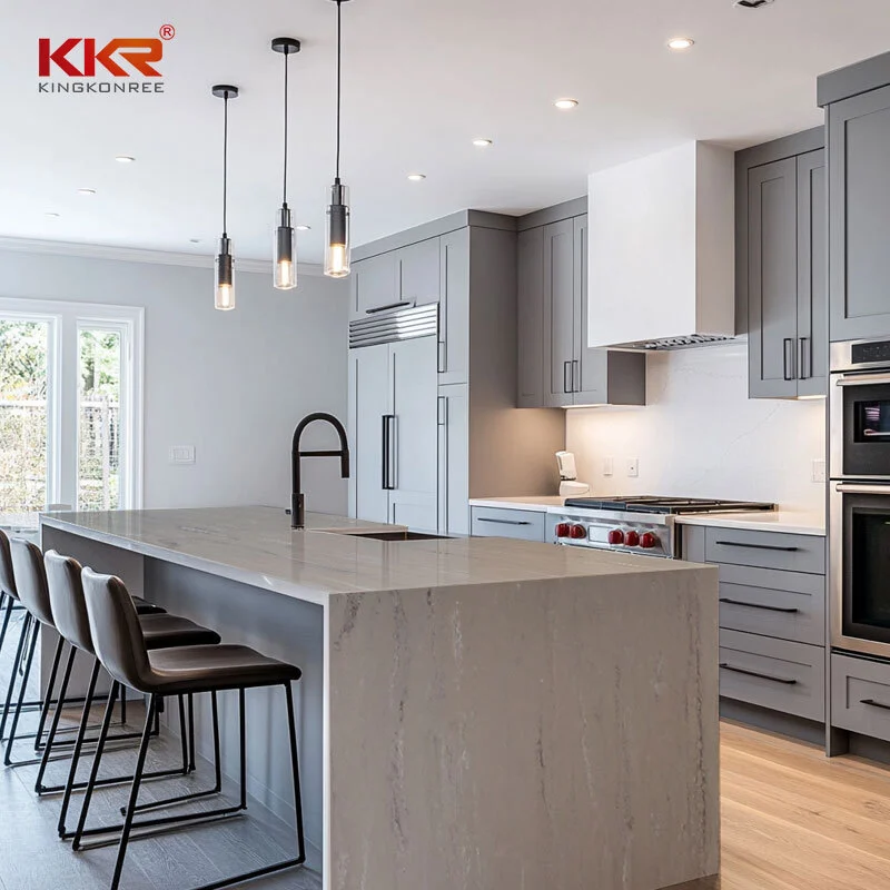 Zero Silica Stone Customized Size Solid Surface Sheet for Kitchen Countertop KKR-8913 1