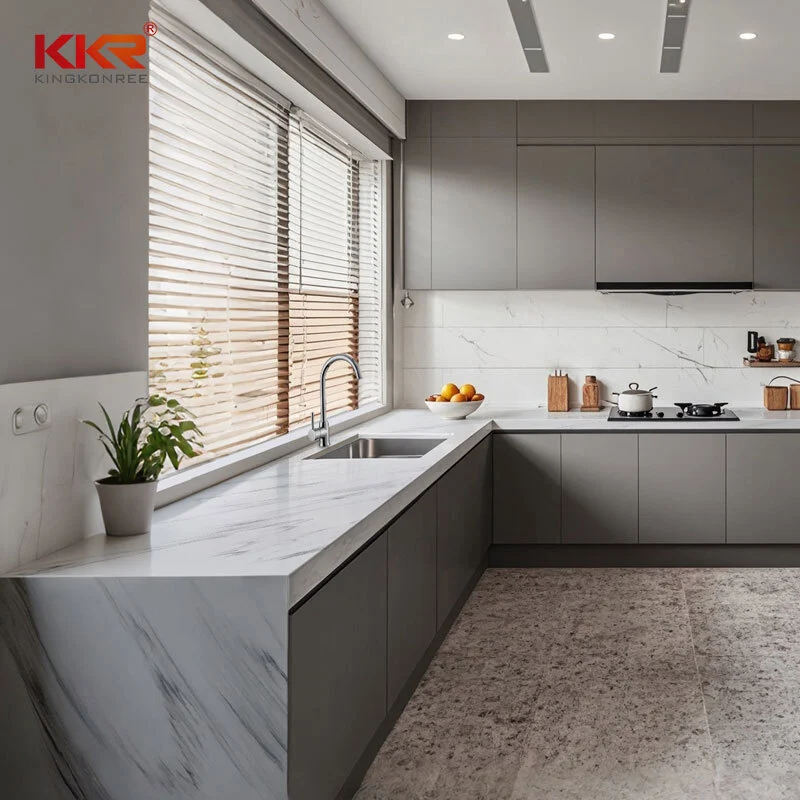 משטח לבן קלקאטה מטבח שיש ספסלים kkr-m8901 1
