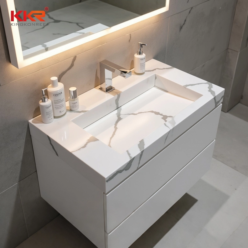 Modern Design Bathroom Calacatta Marble Vanity Sink Solid Surface Sanitary Ware Manufacturer KKR-M069 1