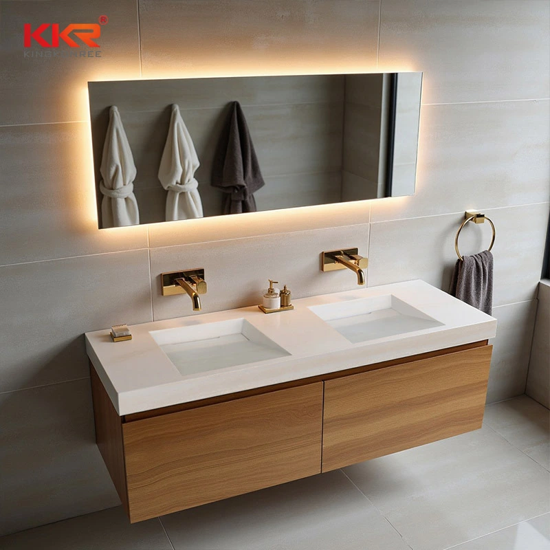 Modern Bathroom Wall Cabinet Vanity With Sink and Led Mirror Set-2 1