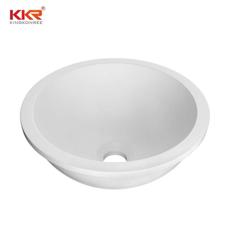 CE Certified Round Solid Surface Undermount Bathroom Sink for Apartment Project 1