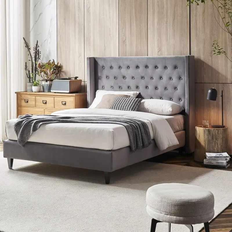 Fabricantes de cabeceros capitoné de terciopelo personalizados para hotel 3